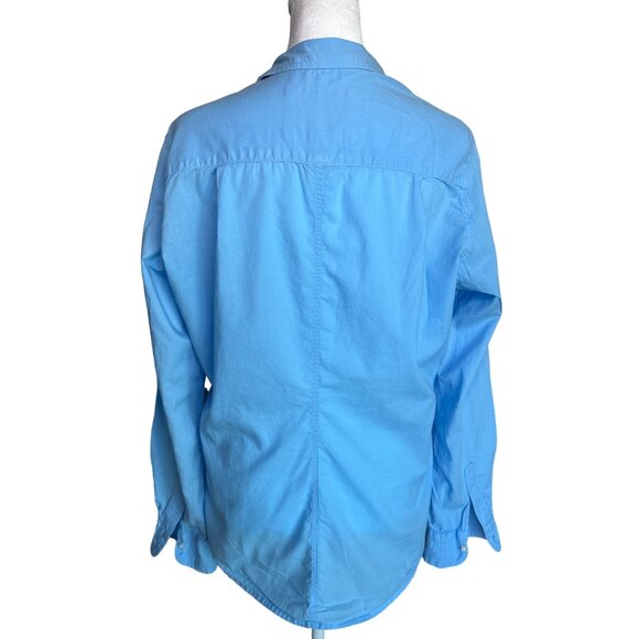 Frank‎ & Eileen Shirt Womens Large Blue Barry Button Up Open Top Blouse Casual - Picture 4 of 8